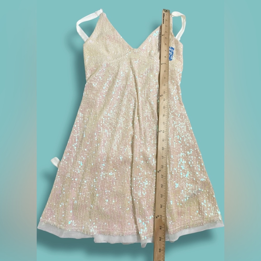 NWT Free People Gold Rush Mini Iridescent Sequin Dress in Icicle Pearl size S - Picture 6 of 11